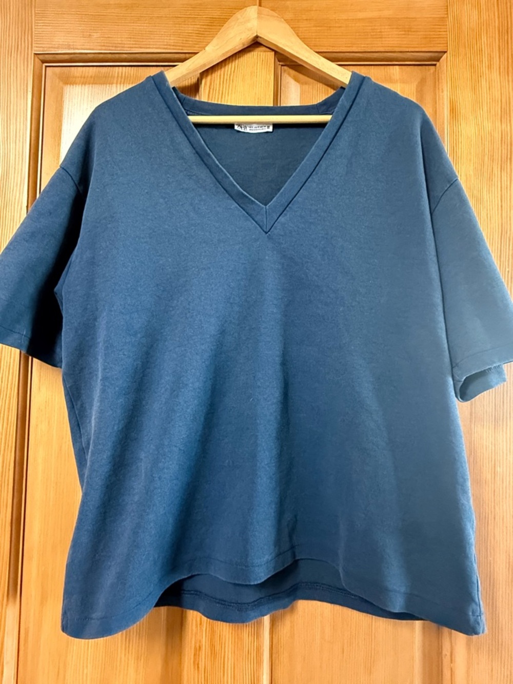 Zara V-Neck Short Sleeve Top in Navy